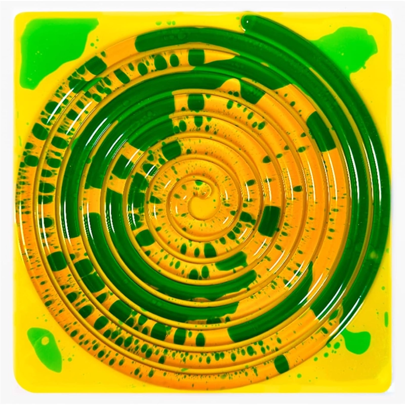 Top surface texture of sensory floor tile with scratch-resistant finish