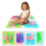 Non-slip backing detail of sensory liquid floor tile for safe indoor use