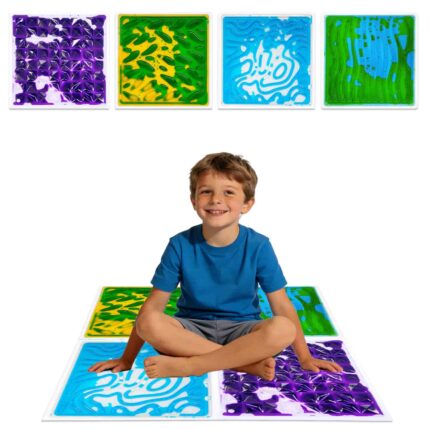 Anti-slip textured base of a sensory liquid floor tile close-up