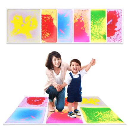 Anti-slip textured base of a sensory liquid floor tile close-up