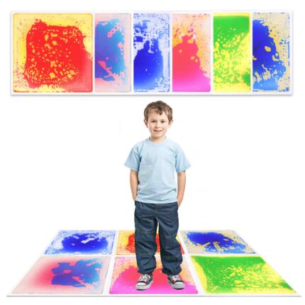 Kids sensory liquid floor tile with colorful flowing gel inside