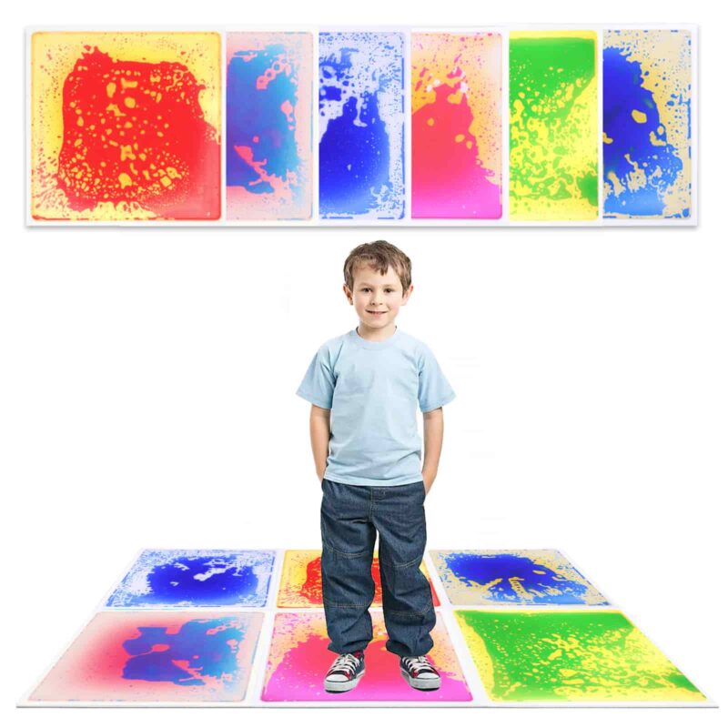Kids sensory liquid floor tile with colorful flowing gel inside