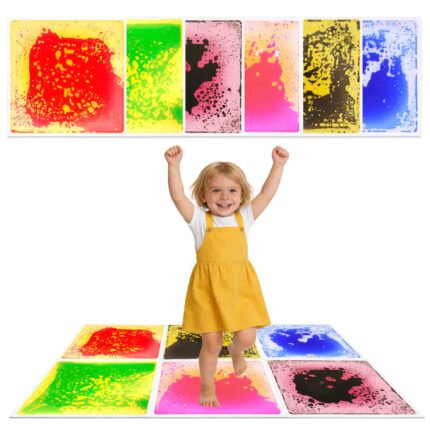 Kids sensory liquid floor tile with colorful flowing gel inside