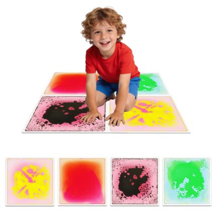 Occupational therapy clinic using sensory liquid floor tiles for balance training