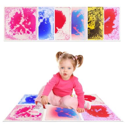 Kids sensory liquid floor tile, square sensory floor tile with colorful moving liquid