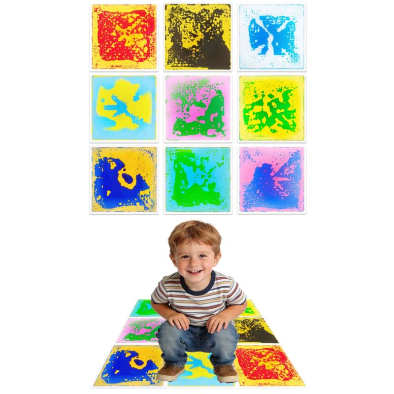 9-piece kids' liquid sensory floor mats set for autistic children