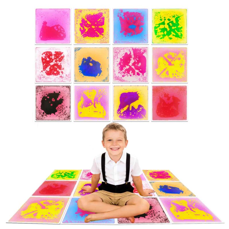 12-piece liquid sensory activity mats set for autistic children